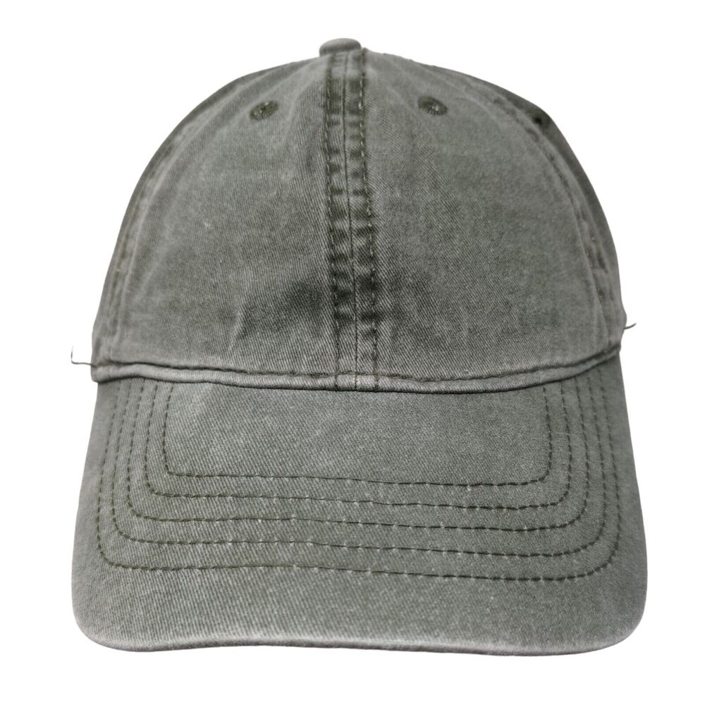 Unbranded Slideback Hat Green OSFM Adjustable Vented Holes 6 Panel Blank
